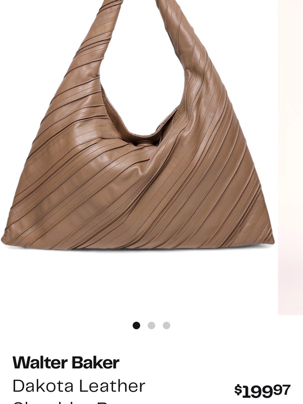 Walter Baker Taupe Diagonal-Panel Leather Shoulder Bag